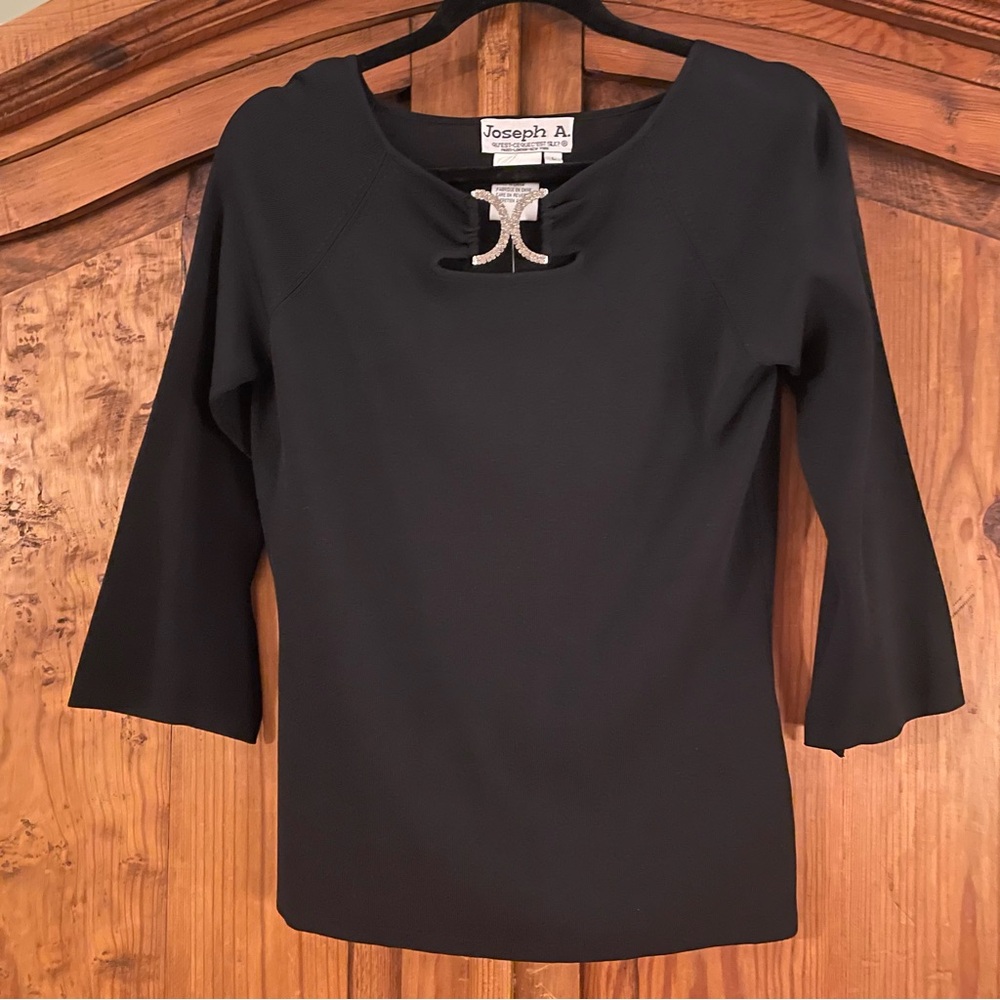 Joseph A. dressy black & rhinestone sweater